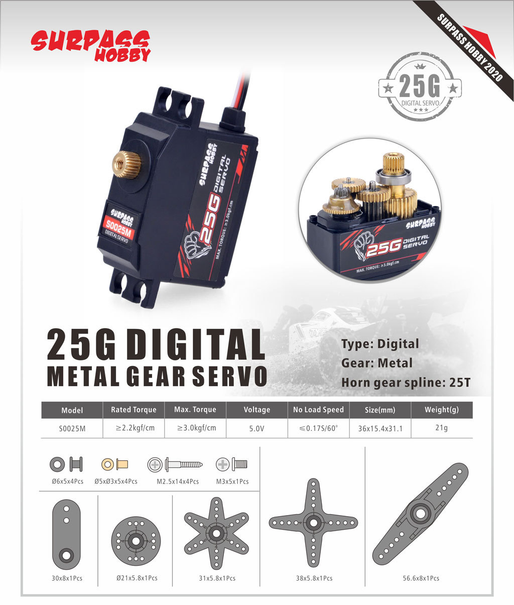 5 шт. Surpass Hobby S0025M циф – обзор и цена Servo 9G