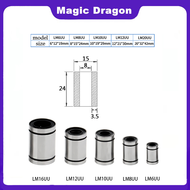 4/10 шт. LM3UU LM4UU LM5UU LM6 – обзор и цена Lm8Uu Bearing